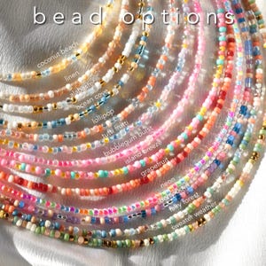 Dainty Waterproof Seed Bead Necklace, Summer Jewelry, Durable Necklace, Colorful Beaded Choker, 8/0 3mm Beaded Necklace, Stainless Steel image 6