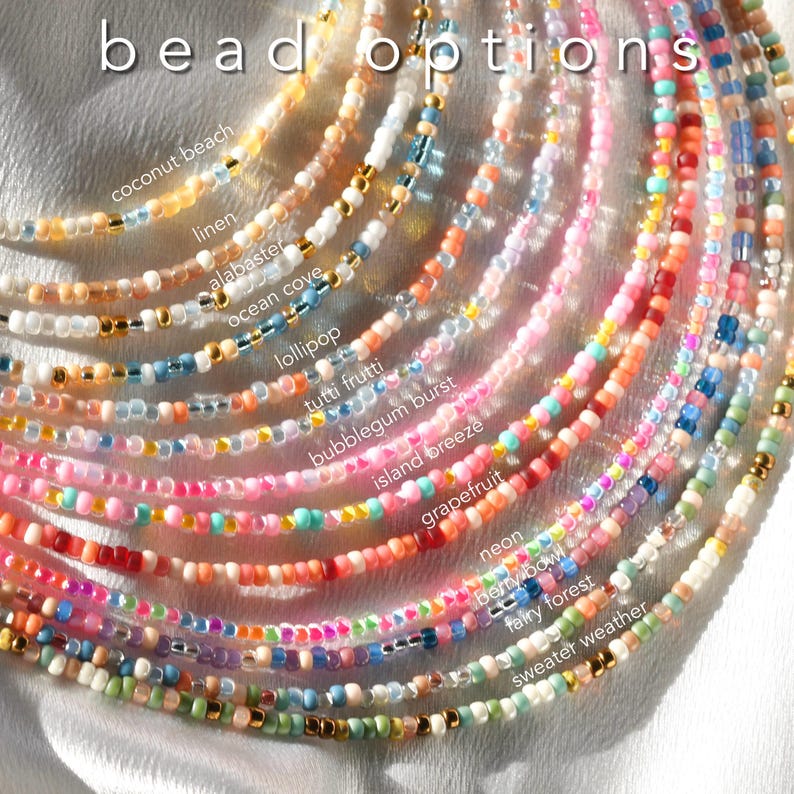 Dainty Waterproof Seed Bead Necklace, Summer Jewelry, Durable Necklace, Colorful Beaded Choker, 8/0 3mm Beaded Necklace, Stainless Steel image 6