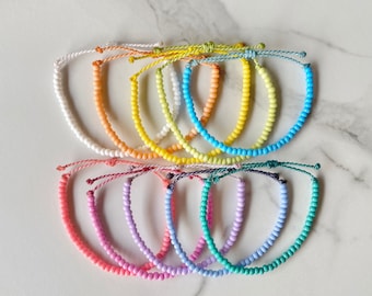 Solid Beaded Bracelet/Anklet | Choose your color, Seed Bead Jewelry, Waterproof Bracelet, Adjustable Bracelet, Colorful Surfer Bracelet
