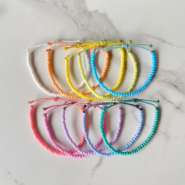 Solid Beaded Bracelet/Anklet | Choose your color, Seed Bead Jewelry, Waterproof Bracelet, Adjustable Bracelet, Colorful Surfer Bracelet