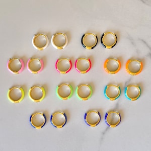 Neon Enamel Hoop Earrings | Gold-Plated Colorful Hoops, Statement Jewelry, Dainty Enamel Hoops