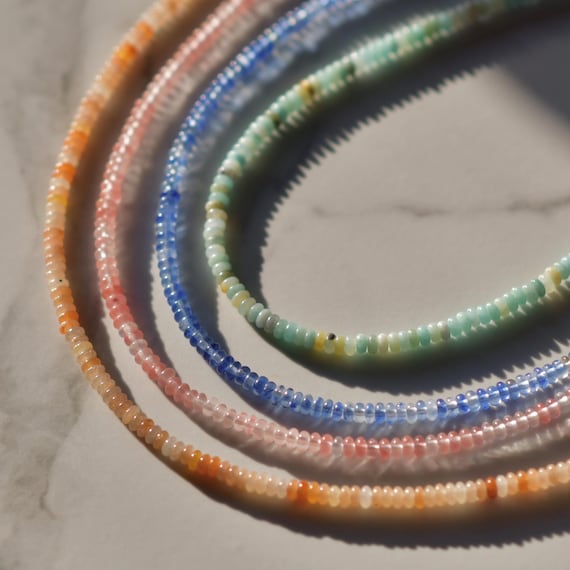 Collier Perles Labradorite Facettées Bleu Naturel - Longueur 18 Pouces, Fermoir Homard - Fait Main En Inde