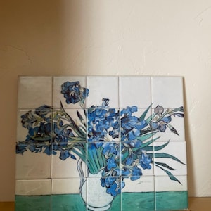 Van Gogh Irises tile murals, Old World Master Piece, Desk or Wall decorations