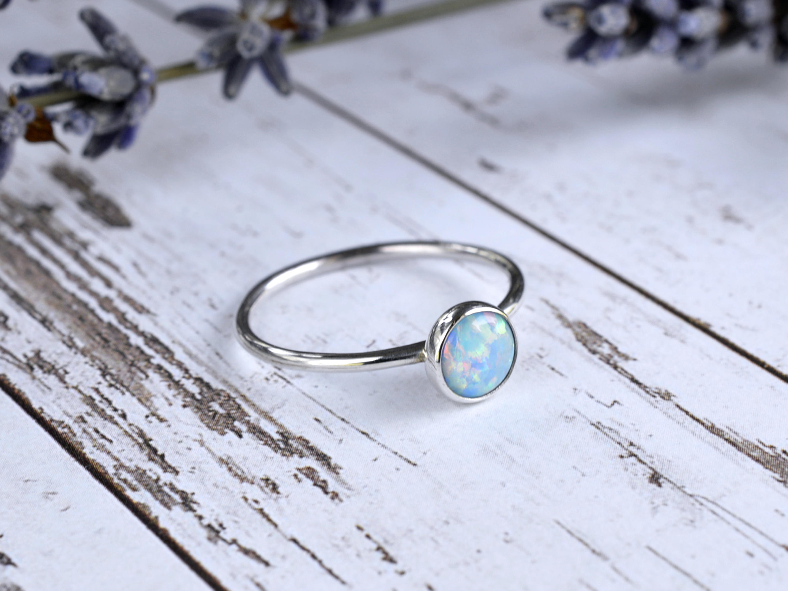 Cornflower Blue Opal Ring 925 Stacking Ring Inspiration & Etsy