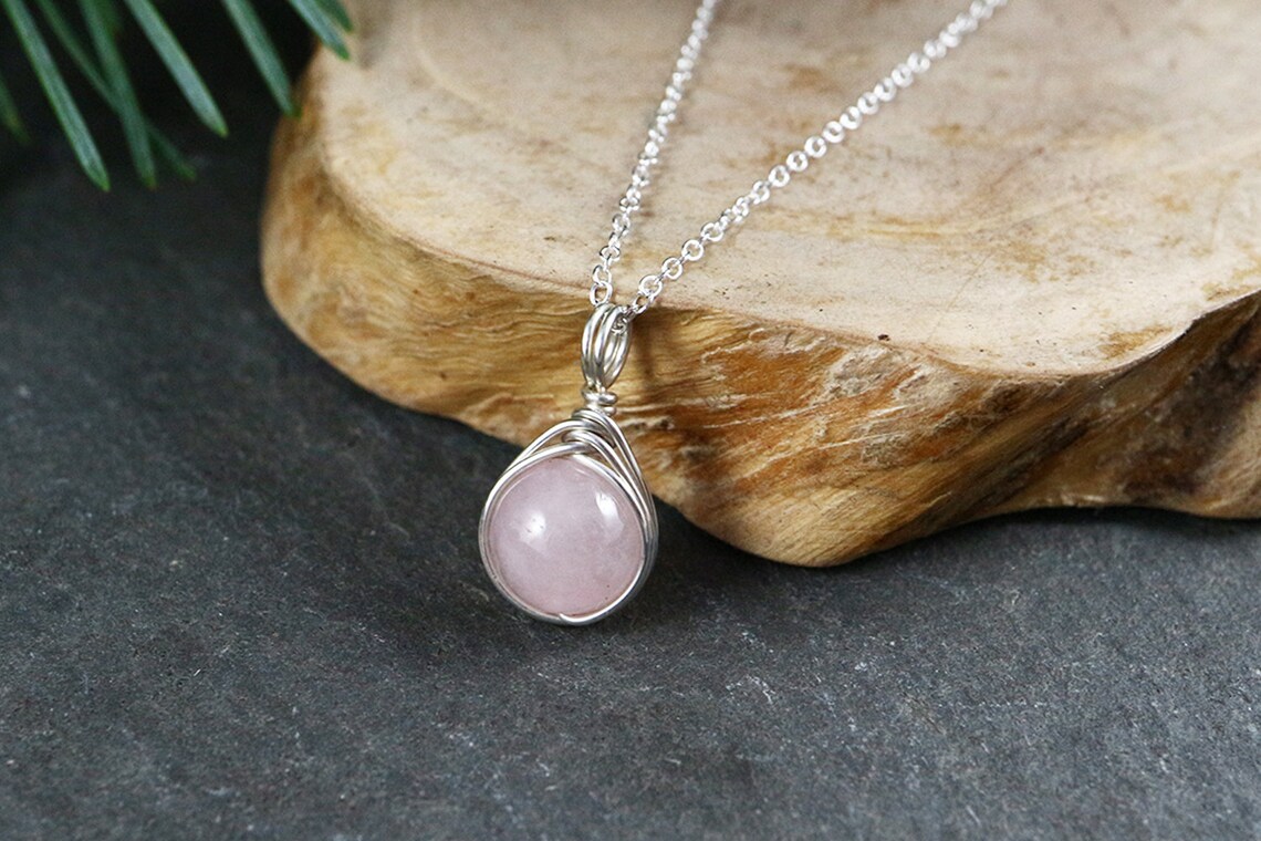 Rose Quartz Pendant Gemstone Necklace 925 Sterling Silver - Etsy