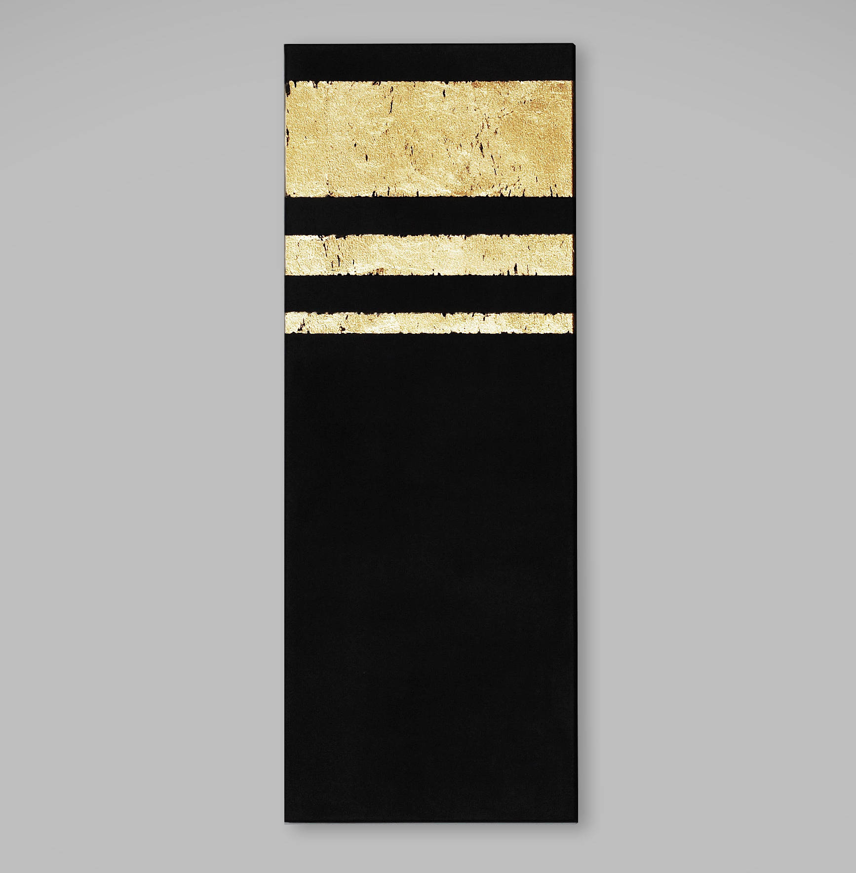 Set of 3 Black & Gold Leaf Abstract Art Panels Etsy