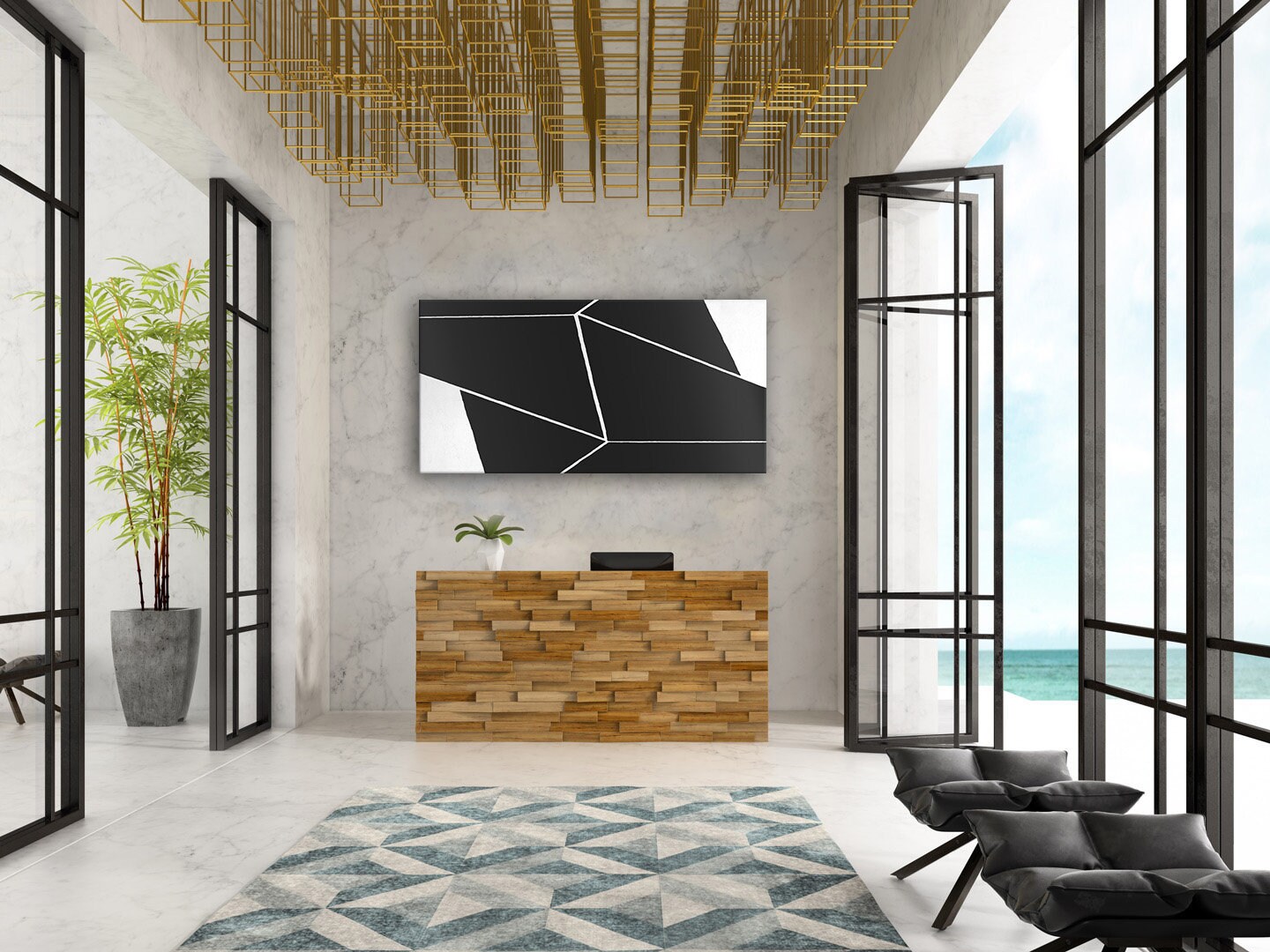 Custom Size Original Abstract Wall Art in Black & White | Etsy