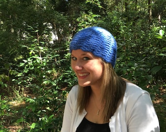 Scalloped Blue Wool beanie