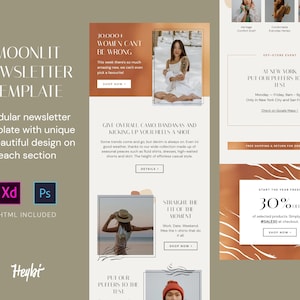 Moonlit Email Templates, mailchimp template, Newsletter. Email Marketing, Email Template UI Kit