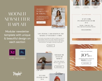 Moonlit Email Templates, mailchimp template, Newsletter. Email Marketing, Email Template UI Kit