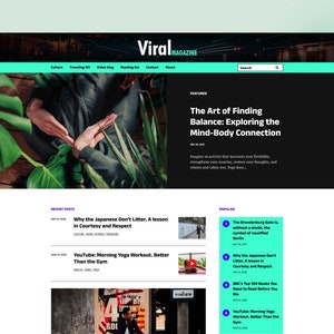 Viral: Tema de Blogger de revista, plantilla de Blogger receptiva, tema de blogspot, tema de sitio de noticias, plantilla editorial
