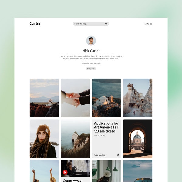 Carter: Blogger theme for photo-blogger, Responsive Blogger template, Blogger theme