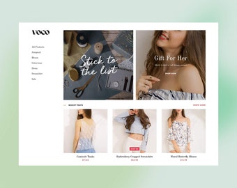 VOCO: Blogger theme to showcase products sold on Etsy, Responsive Blogger template, Blogger theme