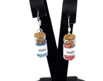 Health & Mana gamer bottle earrings