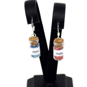 Health & Mana gamer gift bottle earrings