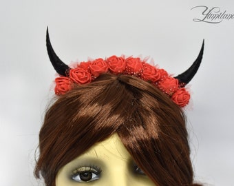 Demon Horns Headband - red cosplay devil antler headpiece pastel goth clothing