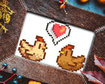 Chiken in love - Cross stitch pattern