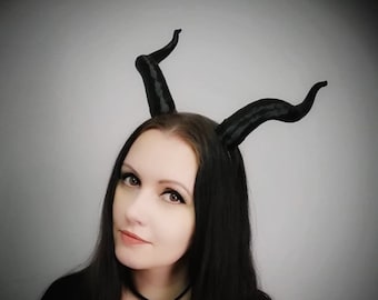 Black Demon Horns Headband - cosplay devil antler headpiece pastel goth clothing