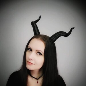 Black Demon Horns Headband - cosplay devil antler headpiece pastel goth clothing