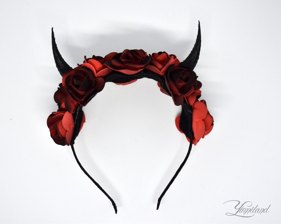 Demon Horns Headband Black & Red Cosplay Devil Antler - Etsy UK