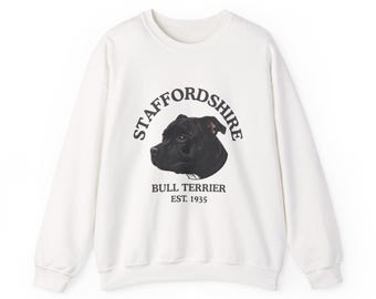 Sudadera de Staffordshire Bull Terrier, estilo retro, con cuello redondo para amantes de los perros