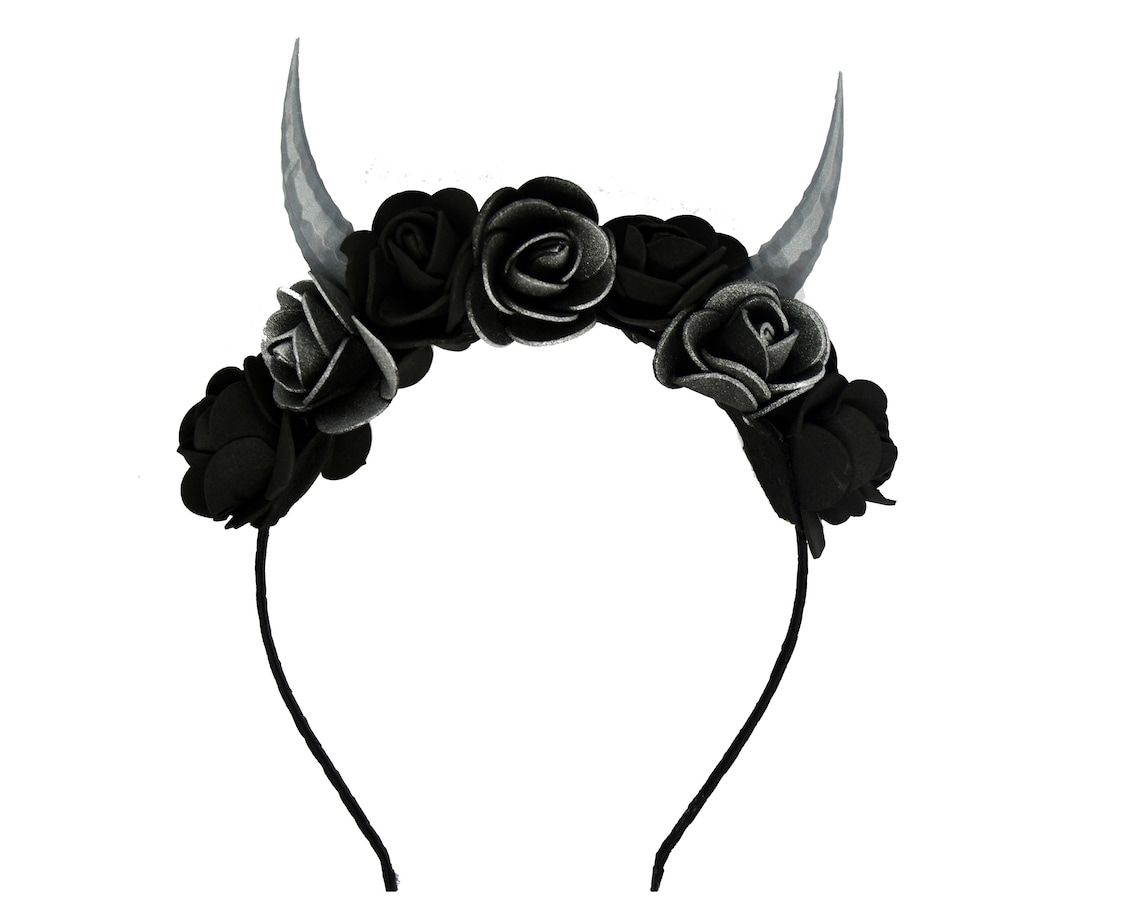 Black Demon Floral Headband main image 1