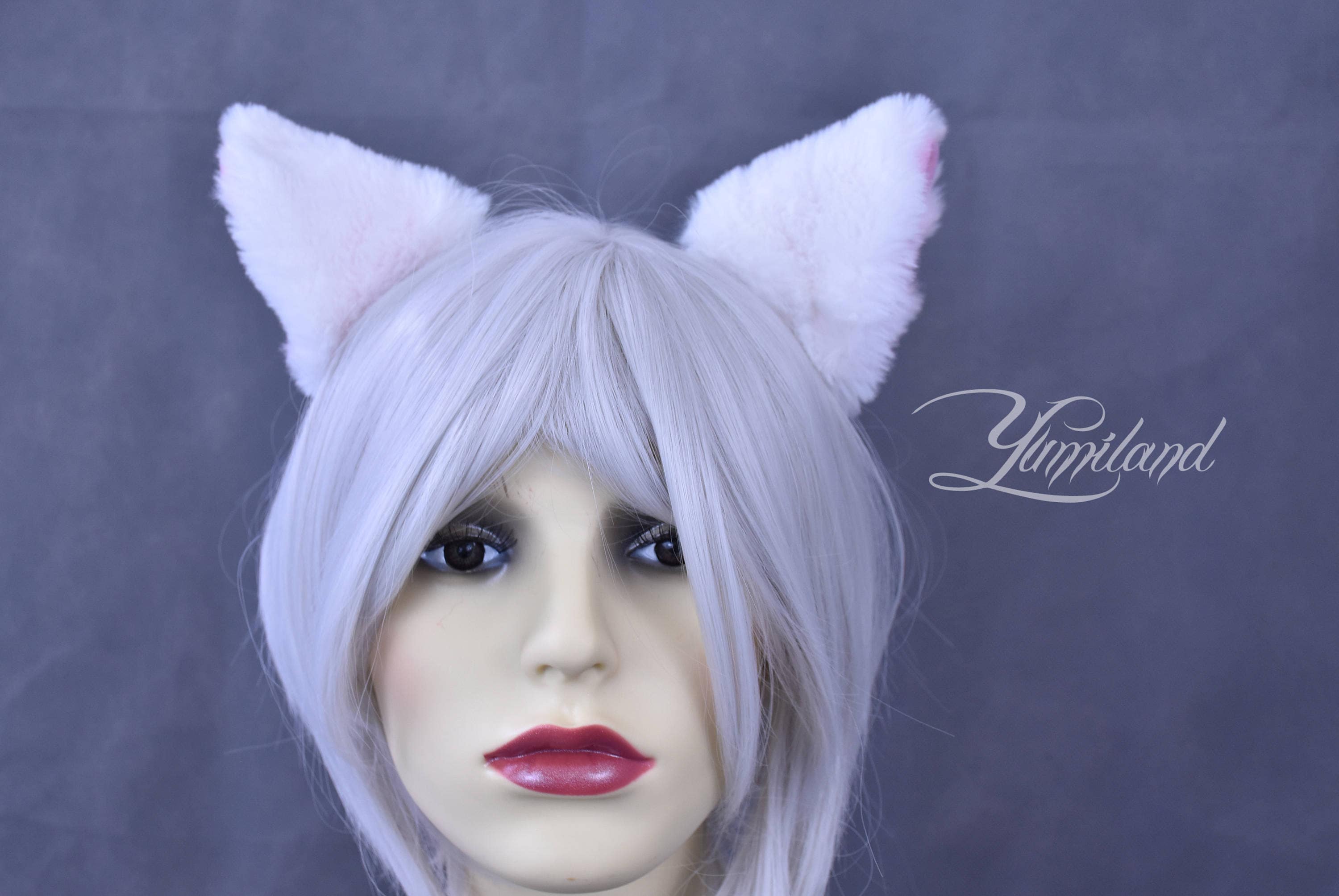 White&pinkcat Ears Huge Clip in Cat Ears Cat Ears Kitty Etsy