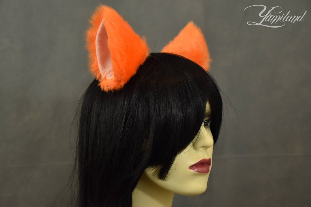 Orange Cat Ears Huge Clip On Cat Ears Cat Ears Clip On Etsy