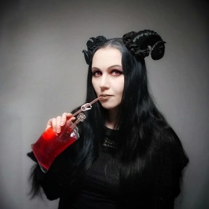 Tiefling Horns for Headset, BG3 Karlach Cosplay, Dungeons and Dragons Gift, Goth Ren Faire Headpiece