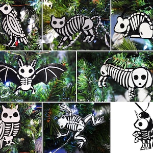 Gothic Christmas Ornaments - Animal Skeletons - Gothic Home Decor