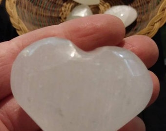 White Selenite Heart