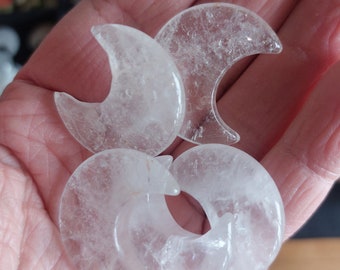 Gemstone Crescent Moon: Quartz, Amethyst, Tiger Eye