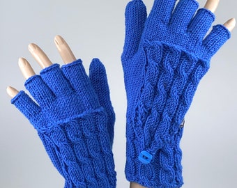 Women's gloves with a cable knit cap