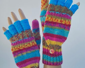 Colorful gloves "Confetti" with cap for women