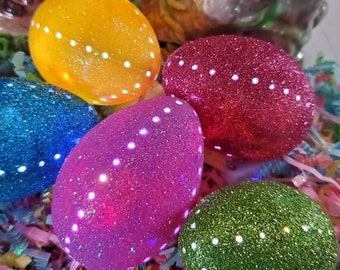 Lighted Glitter Easter Eggs, Easter Eggs, Lighted Eggs, Glitter Eggs, Easter Decor, Easter Home Decor, Lighted Decor, Glitter Easter Eggs