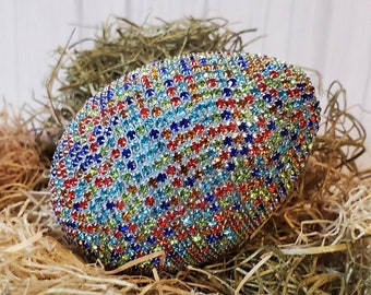 Rhinestone Easter Egg, Easter Decor, Easter Basket, Spring Decor, Czech rhinestone Easter egg, Housewarming Gift, Rhinestone Decor, bling