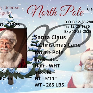 Santa Claus Driving License, Christmas Driver License, Novelty Gifts, Christmas Novelty Gift, Stocking Stuffer for kids, Christmas Gift idea