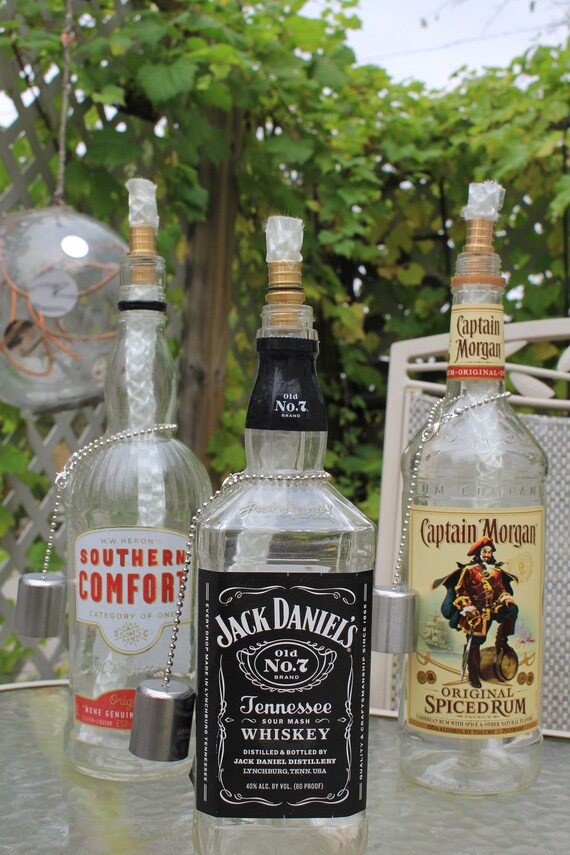 Trio Tiki Torch Liquor Bottles Lanterns Free Gift Custom Etsy