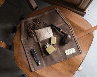 NEW Waxed Canvas Pipe Roll | Travel Tobacco Pouch