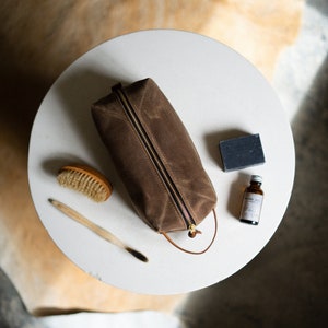 Dopp Kit Leather & Waxed Canvas Toiletry Bag image 1