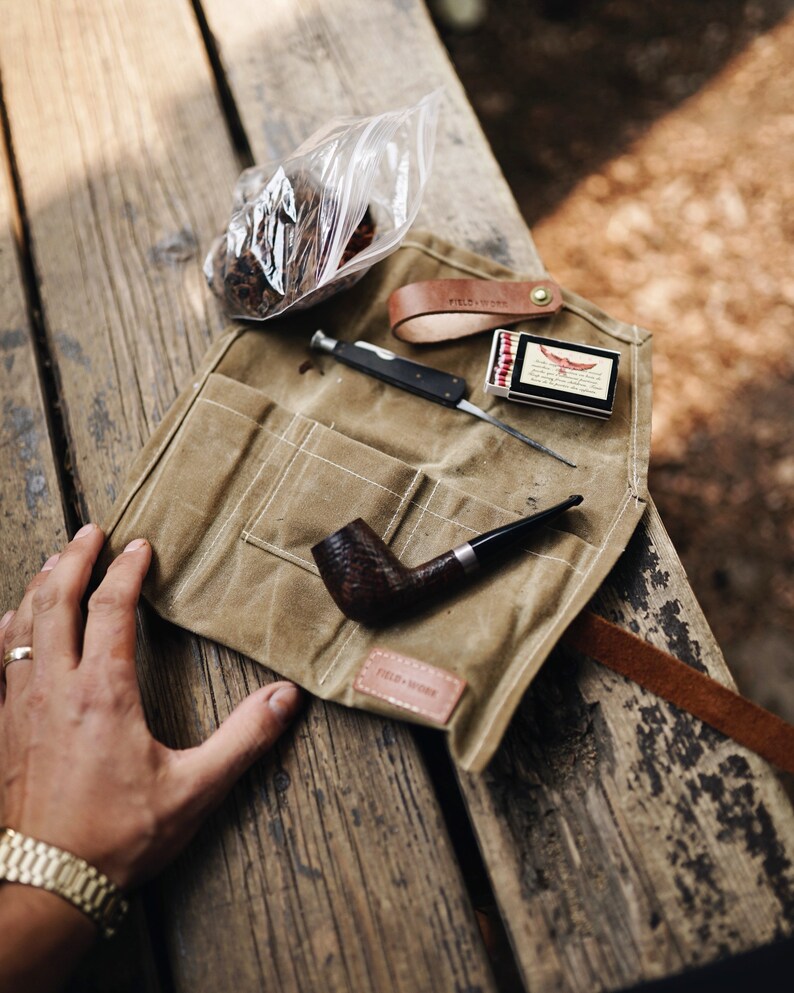 Waxed Canvas Pipe Roll // Travel Tobacco Pouch Etsy