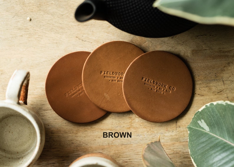 Leather Coasters Brown