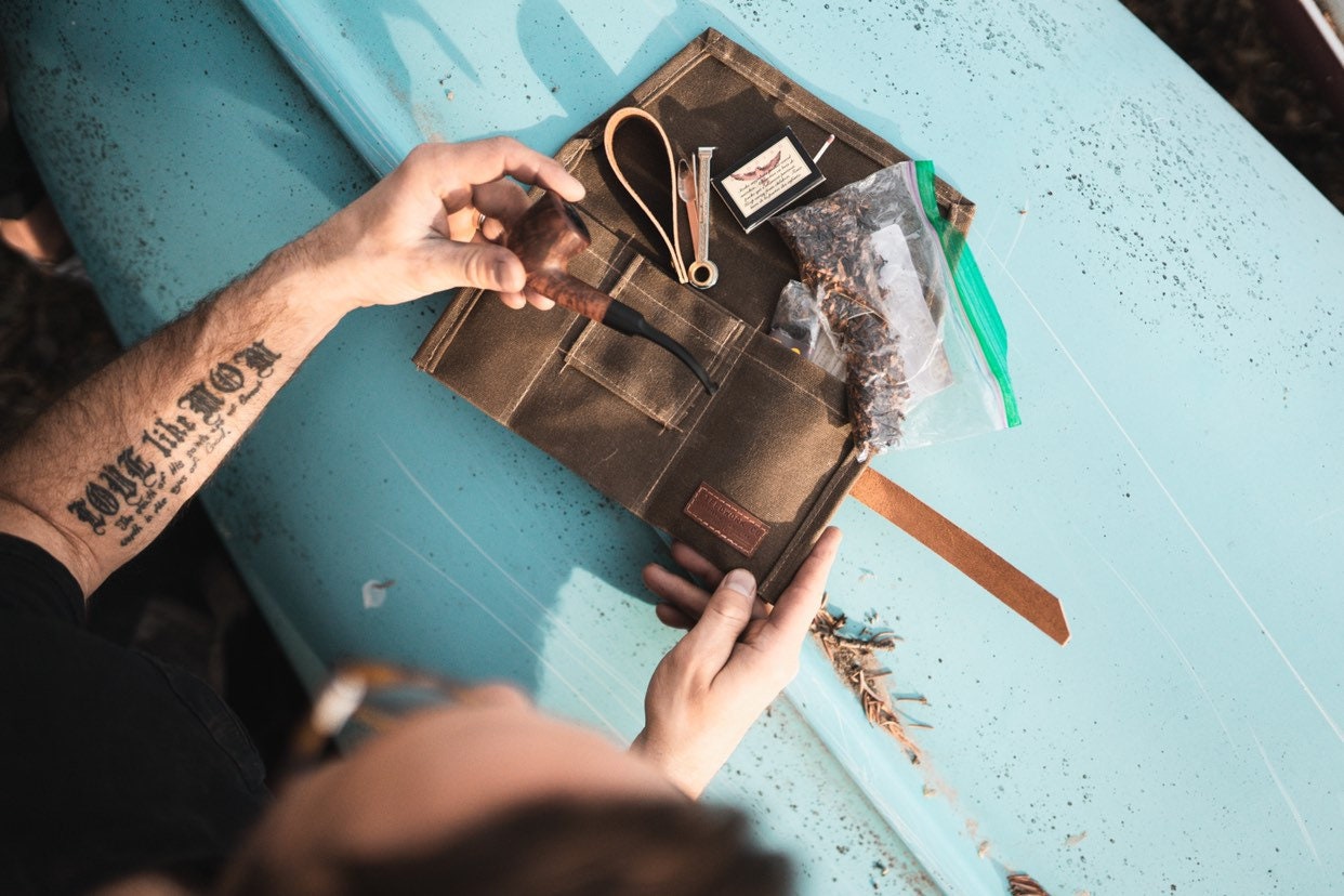 Waxed Canvas Pipe Roll // Travel Tobacco Pouch Etsy