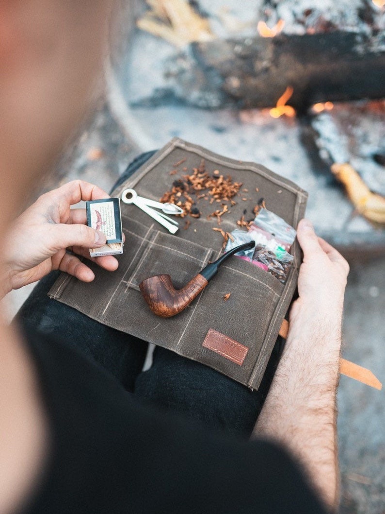 Waxed Canvas Pipe Roll // Travel Tobacco Pouch Etsy