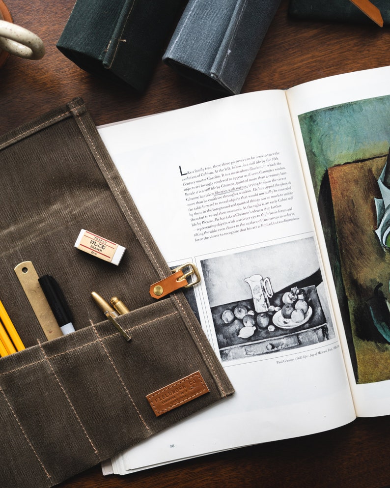 The Artist Roll Waxed Canvas and Leather Etsy