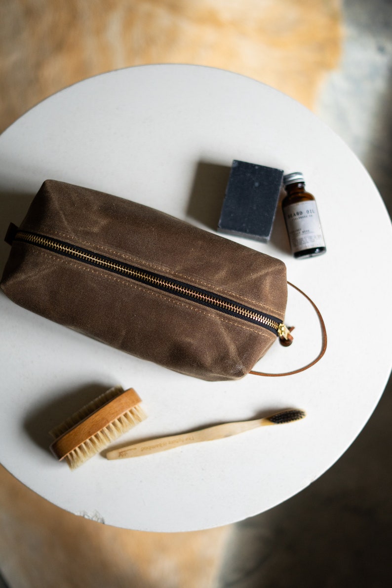 Dopp Kit Leather & Waxed Canvas Toiletry Bag image 8