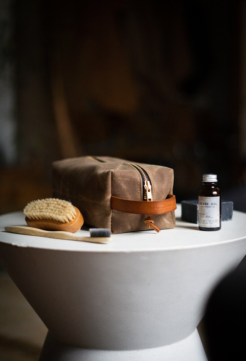 Dopp Kit Leather & Waxed Canvas Toiletry Bag image 4