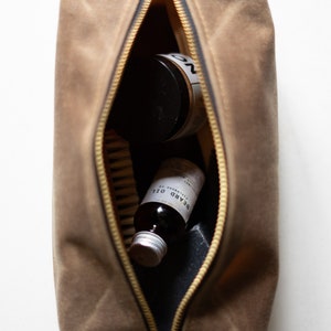 Dopp Kit Leather & Waxed Canvas Toiletry Bag image 6