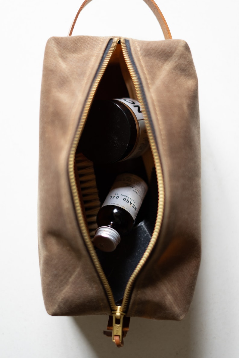 Dopp Kit Leather & Waxed Canvas Toiletry Bag image 6