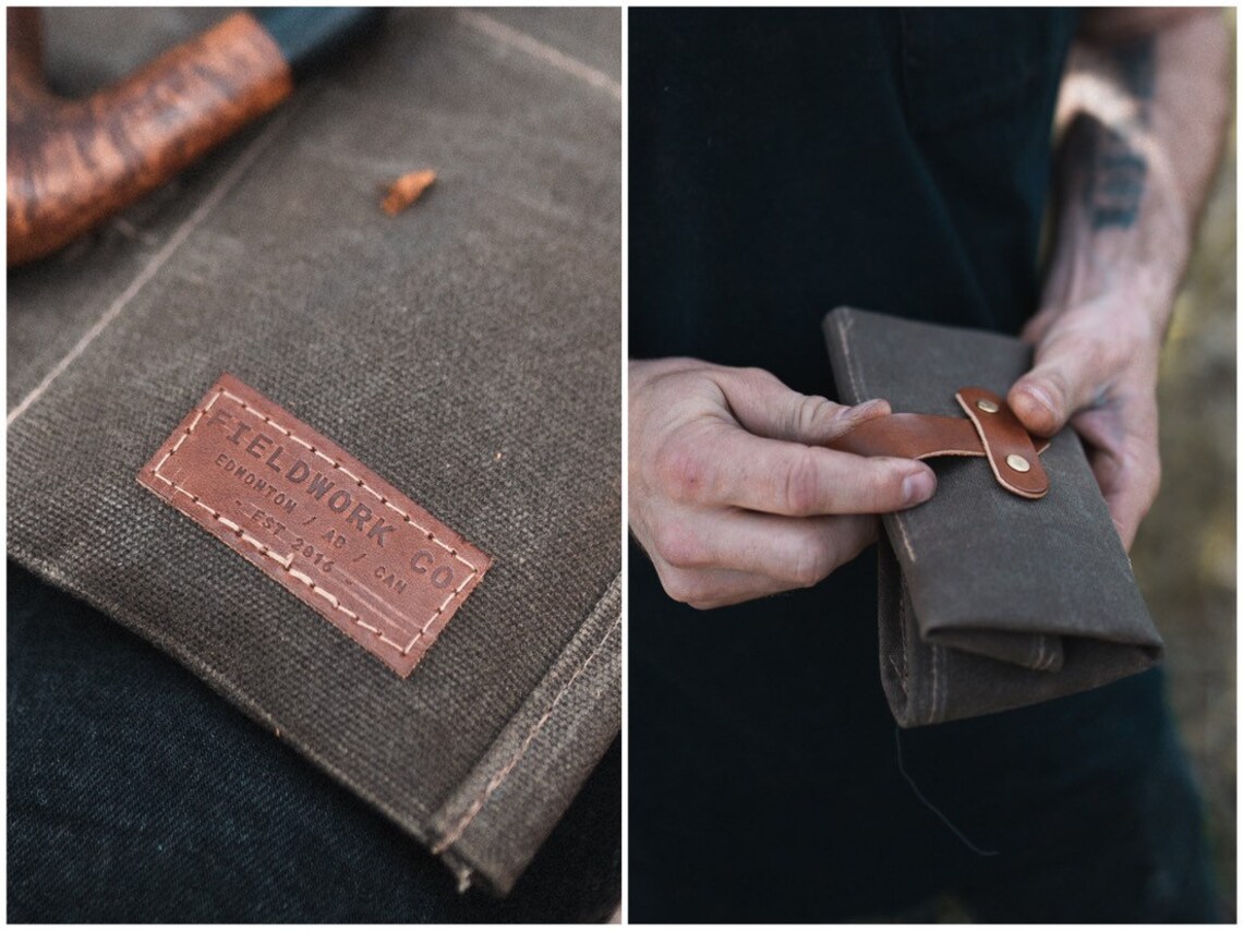Waxed Canvas Pipe Roll // Travel Tobacco Pouch Etsy